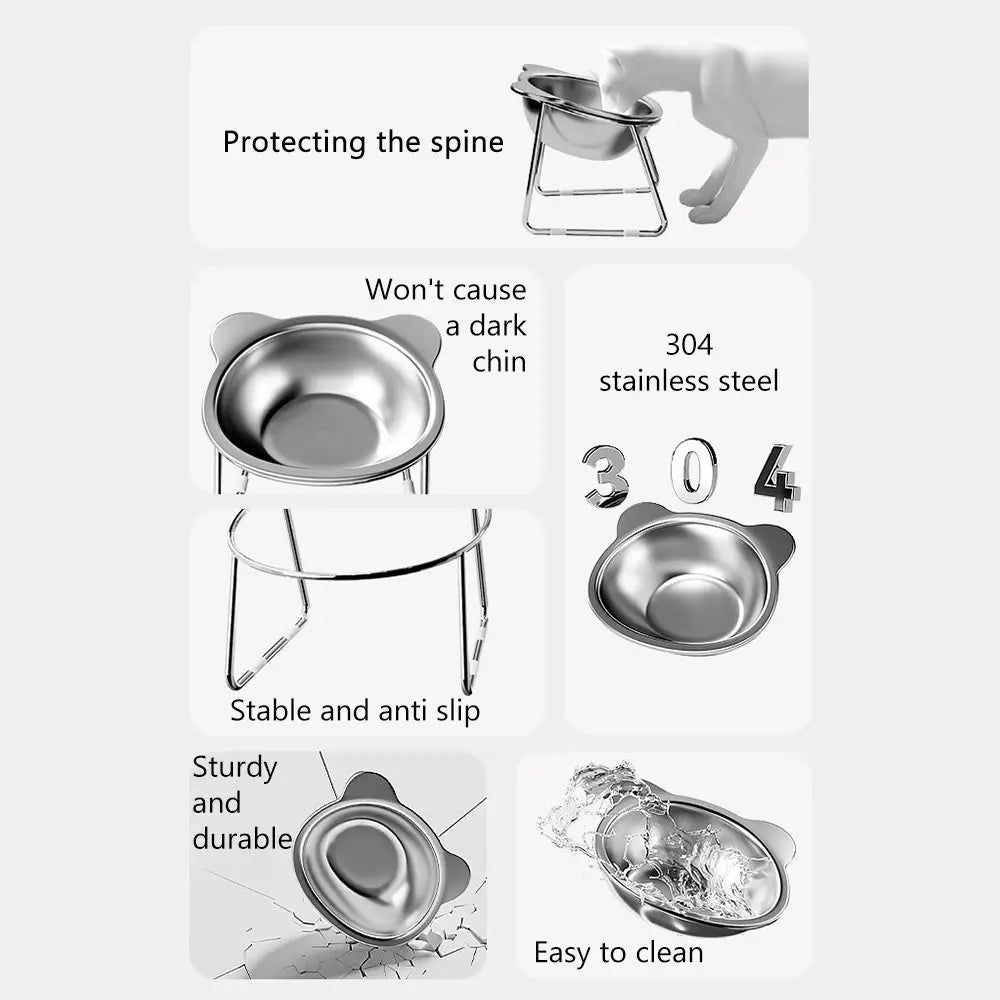 FurEase™ Tilted Stainless Steel Cat Bowl