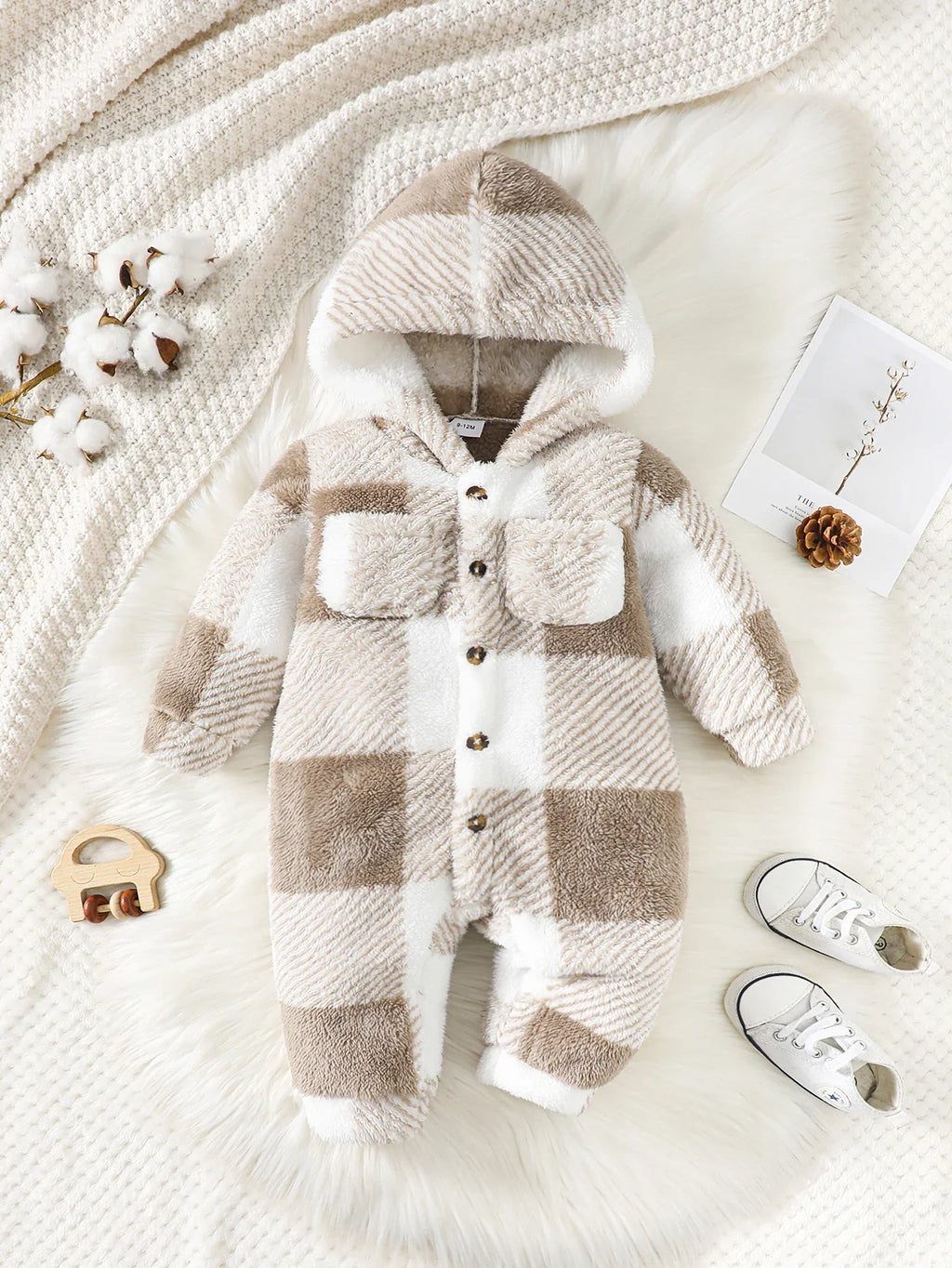 SnuggleWear™ Baby Hooded Romper – Warm & Soft