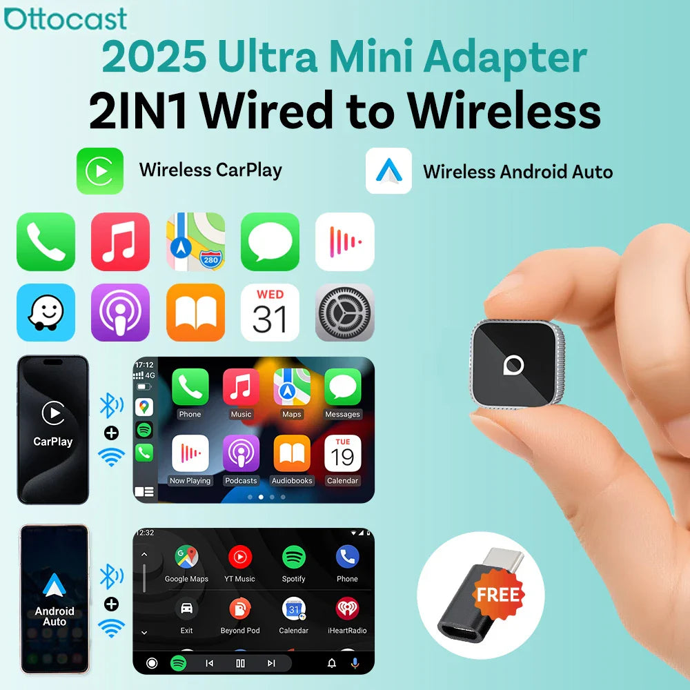 Ottocast™ Mini USB CarPlay Adapter for Cars
