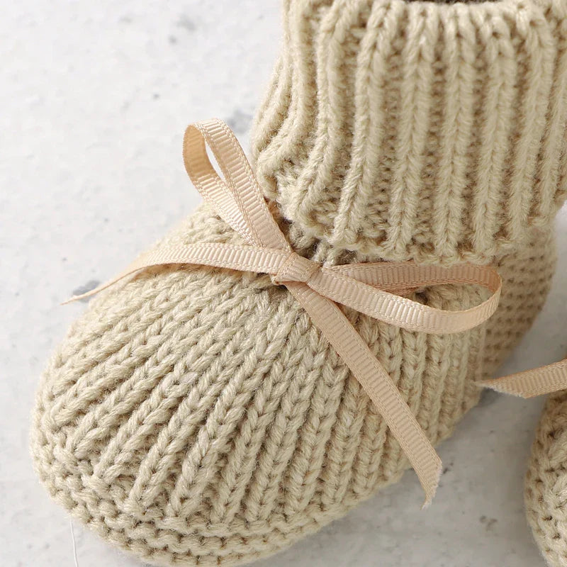 CozyToes™ Newborn Knitted Booties for Girls & Boys