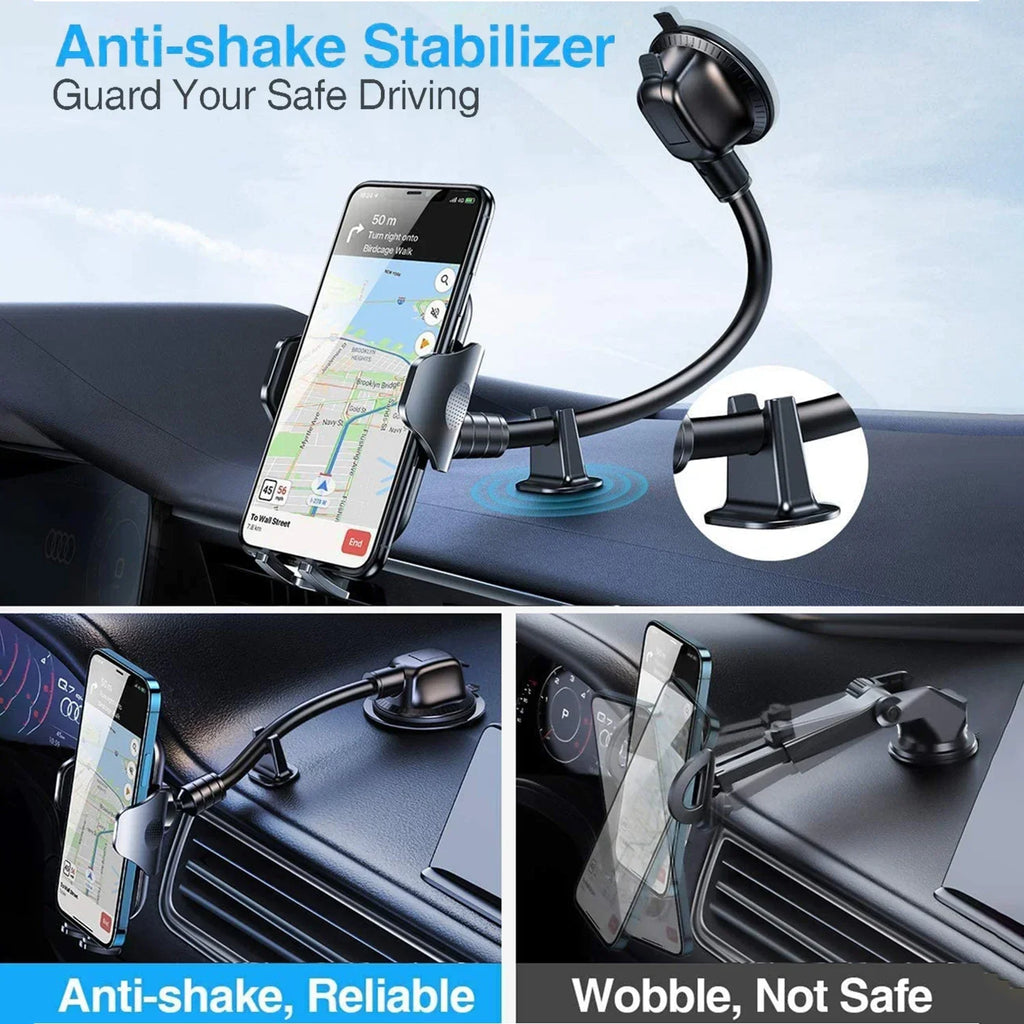 AutoGrip™ 360° Car Phone Mount – Flexible 9in Long Arm, Hands-Free