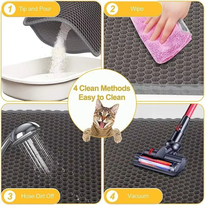 Large Cat Litter Mat Waterproof Double Layer Litter Trapping Clean Pad for Cat