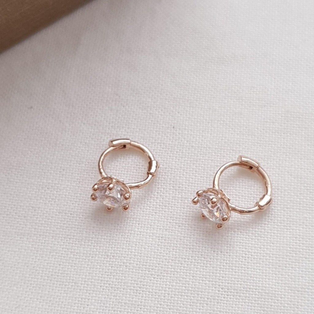 5 mm Cubic Huggie Earring – 14K Massivgold (Gold & Roségold)