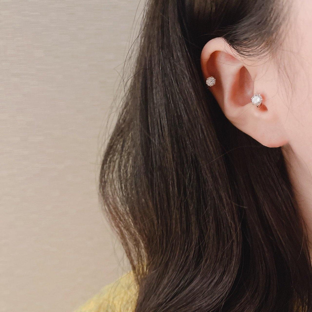 5 mm Zirkonia-Ohrring – 14K Massivgold (Gold & Roségold)