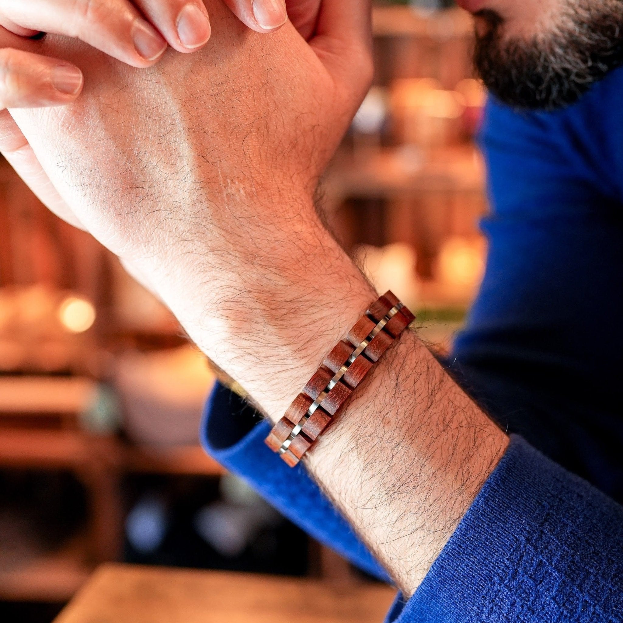 Tor Bracelet – Redwood and stainless steel in a powerful design