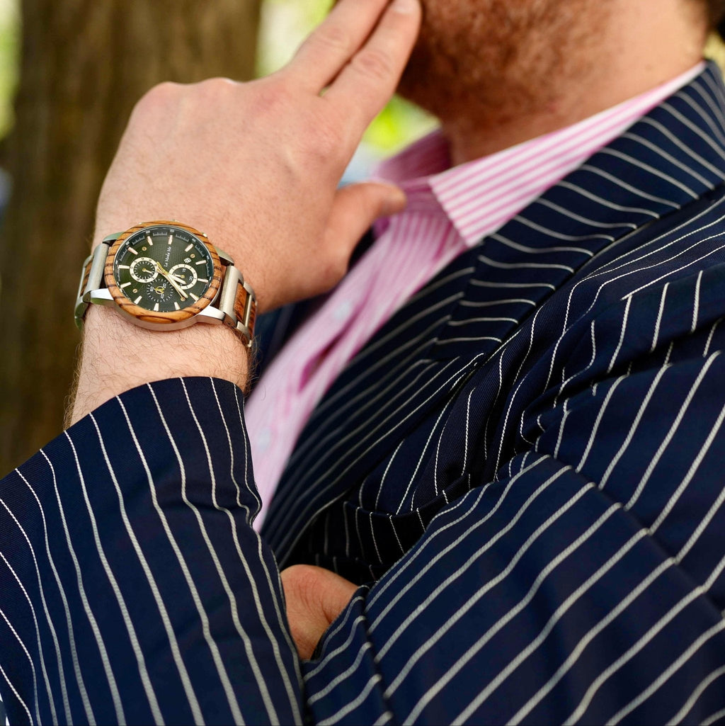 Timberline Blue – Elegante Zebranoholz-Uhr mit Chronograph-2