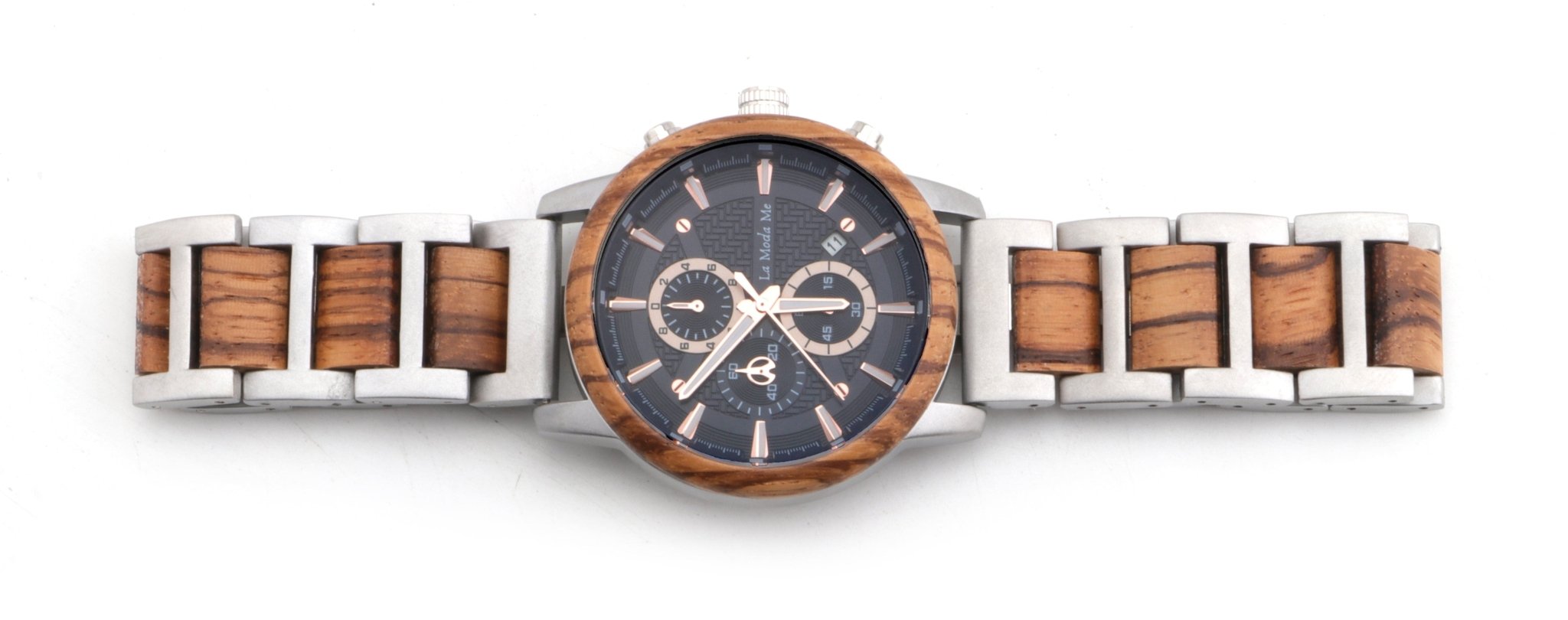 Timberline Blue – Elegante Zebranoholz-Uhr mit Chronograph-4