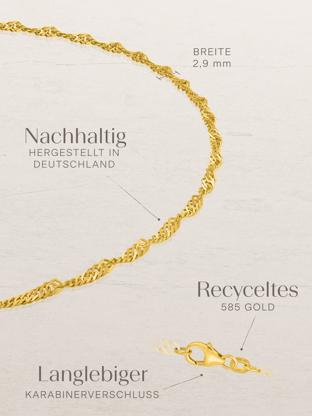 Singapur-Armband – 14 Karat massives Gold