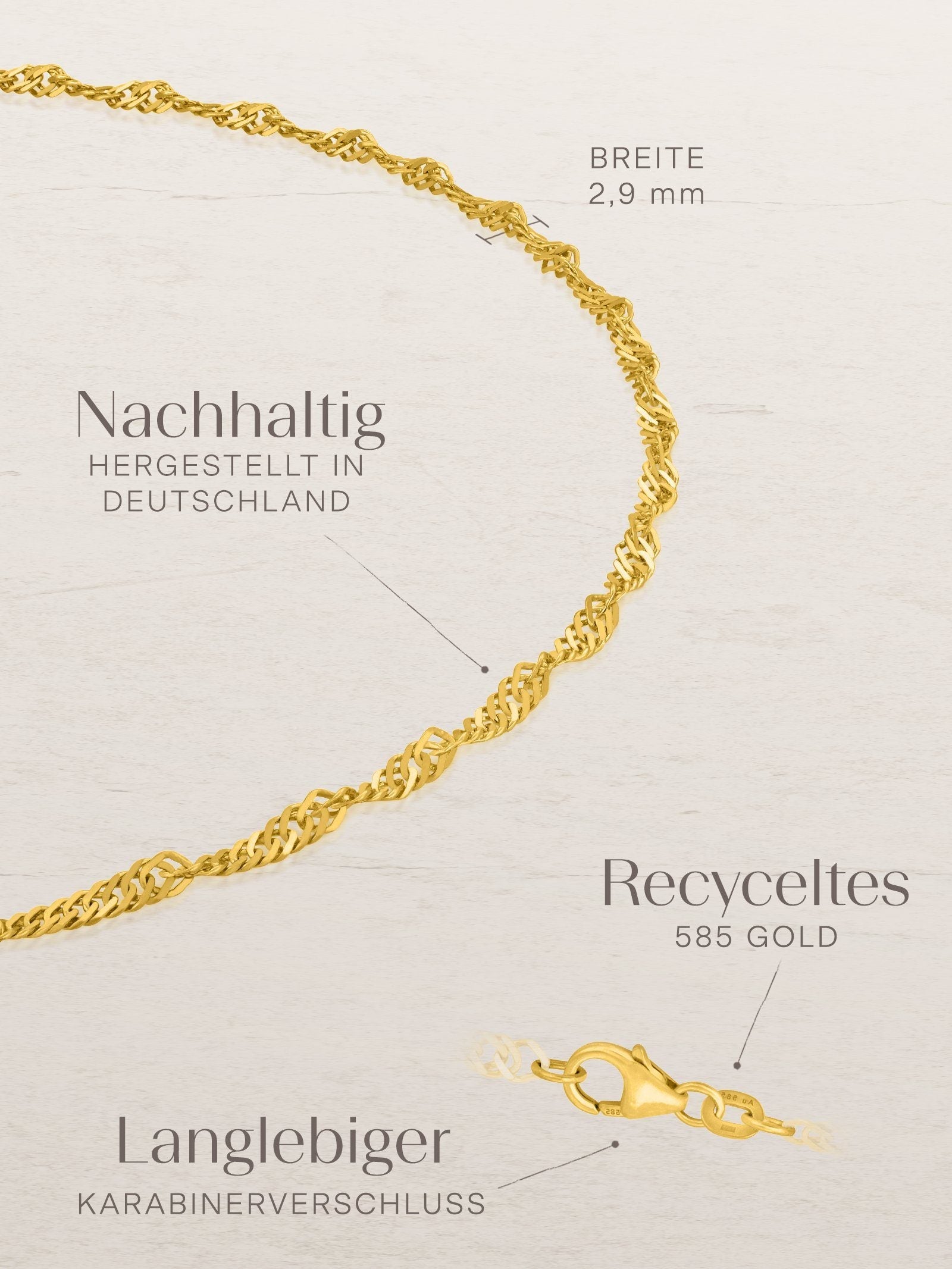 Singapore bracelet – 14 karat solid gold