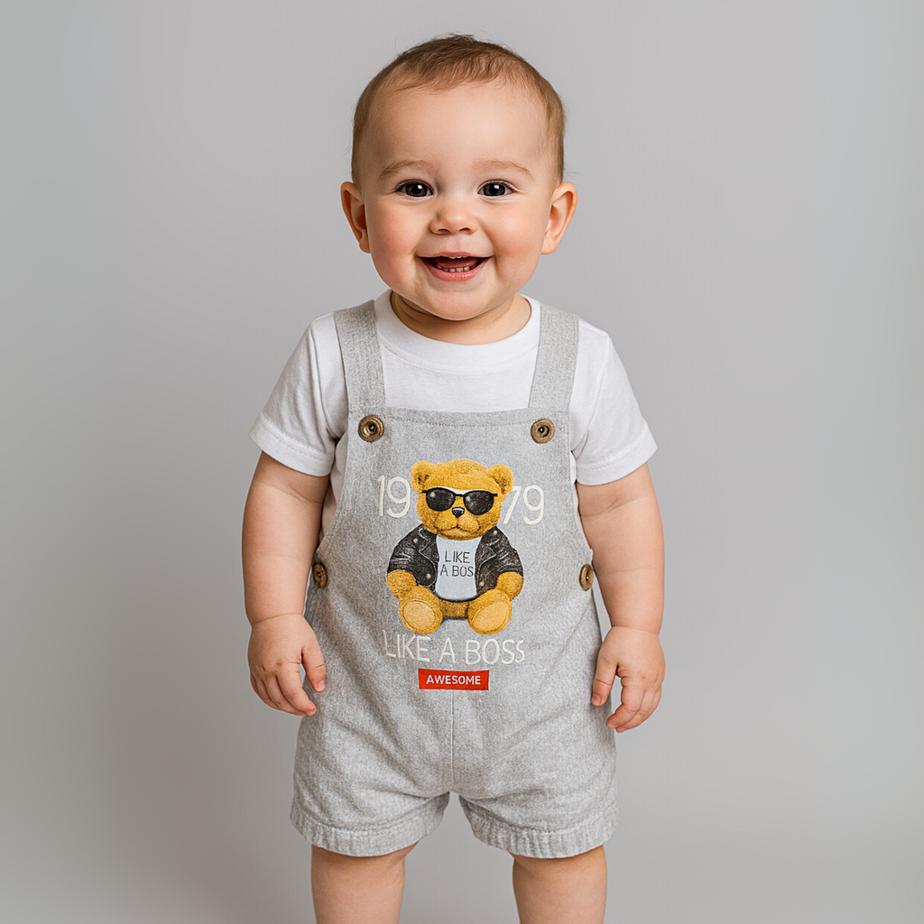 Baby onesie “Like a Boss” – Two-piece set with bear motif