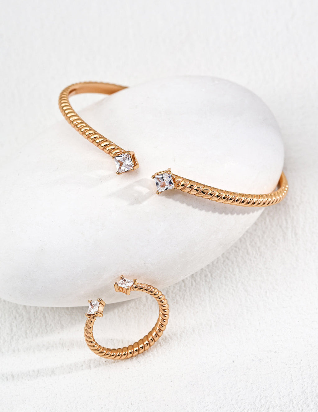 Adjustable cubic zirconia bracelet – 18 karat gold-plated 925 sterling silver